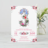 Invitation Gros 3ème anniversaire fille photo Collage Fleur r (Debout devant)