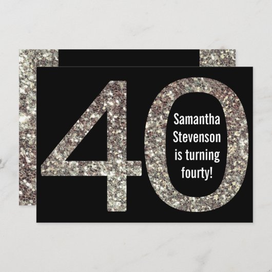 Invitation Gros 4-0 Parties scintillant d'anniversaire-Look 4 (Devant / Derrière)