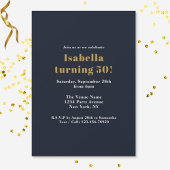 Invitation Gros 5-Oh Anniversaire Marine Blue Gold