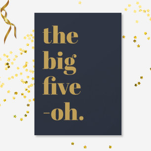 Invitation Gros 5-Oh Anniversaire Marine Blue Gold