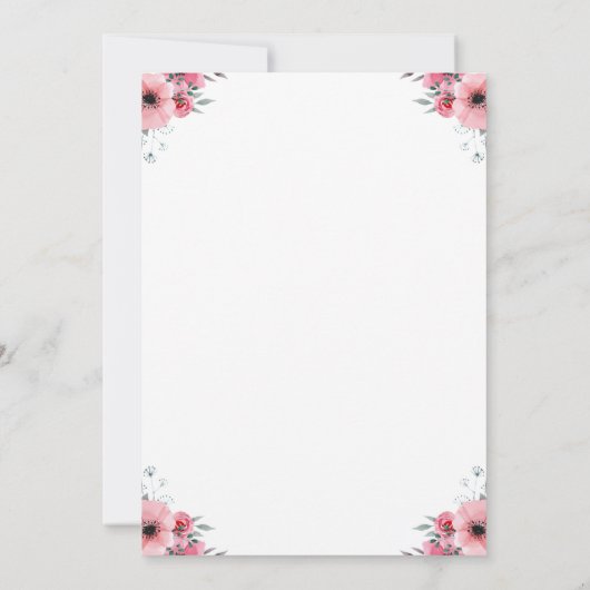 Invitation Gros 7e anniversaire Fille du feuillage vert Fleur (Dos)