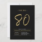 Invitation Gros 80 | Gold & Black 80th Birthday Party (Devant)