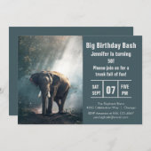 Invitation Gros anniversaire Bash Elephant Photo (Devant / Derrière)