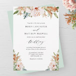 Invitation Gros Blooms et Sage Green Elegant Wedding Invit<br><div class="desc">Dégustez vos invités avec cette élégante invitation de mariage avec une bordure florale d'aquarelle exquise sur le dessus et le coin détails floraux sur le fond encadrant vos détails mariages. Éléments calligraphiques modernes gracieux écrits à la main. Aptitude à changer l'introduction "avec leurs parents" à "avec leurs familles", "avec une...</div>