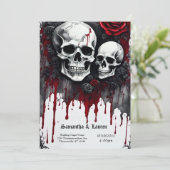 Invitation Gros crânes et Mariage de goth Rose (Debout devant)