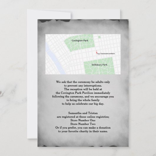 Invitation Gros crânes et Mariage de goth Rose (Dos)