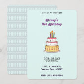 Invitation Gros gâteau d'anniversaire avec bougies (Devant / Derrière)