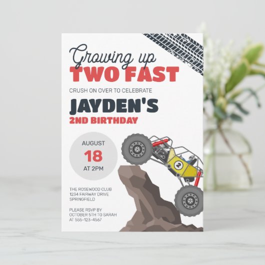 Invitation Gros jusqu'au remorqueur rapide 2e anniversaire Mo (Debout devant)