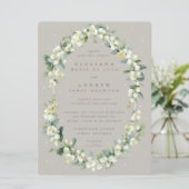 Invitation Gros Mariage d'hiver Greige Snowberry+Eucalyptus (Debout devant)