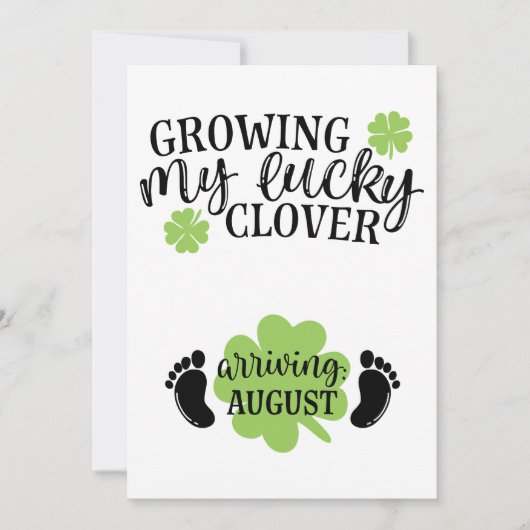 Invitation Gros mon chanceux Clover Arrivée août St Patrick (Devant)