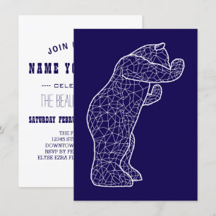 Invitation gros ours bleu