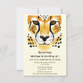 Invitation gros plan de la tête cheetah illustration fête d'a (Devant)