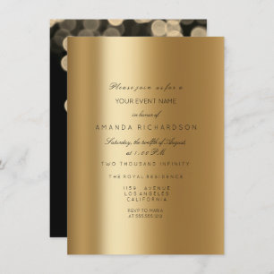 Invitation Gros points Sparkly Metallic Gold Black Sepia Conf