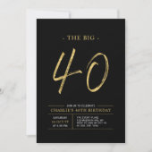 Invitation Gros Quarante | Gold & Black 40th Birthday Party (Devant)