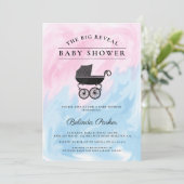 Invitation Gros Révéler rose + Baby shower bleu (Debout devant)