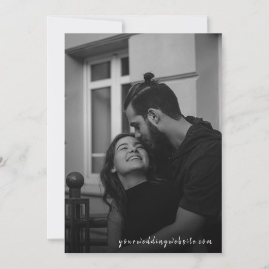 Invitation Gros Script Noir et Blanc Mariage Enregistrer la d (Dos)