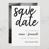 Invitation Gros Script Noir et Blanc Mariage Enregistrer la d (Devant / Derrière)