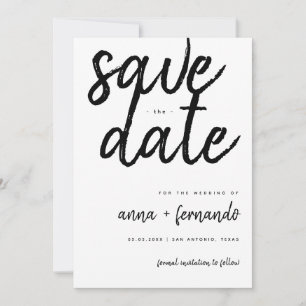Invitation Gros Script Noir et Blanc Mariage Enregistrer la d
