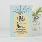 Invitation Grosse ananas Art Anniversaire Tropical Summer Alo (Debout devant)