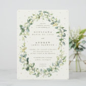 Invitation Grosse Crème Snowberry + Eucalyptus Mariage d'hive (Debout devant)