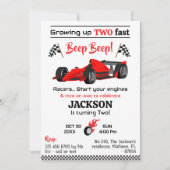 Invitation Grosse deux rapide rouge course sport anniversaire (Devant)