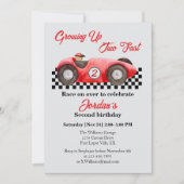 Invitation Grosse deux voitures de course rouge rapide 2e ann (Devant)