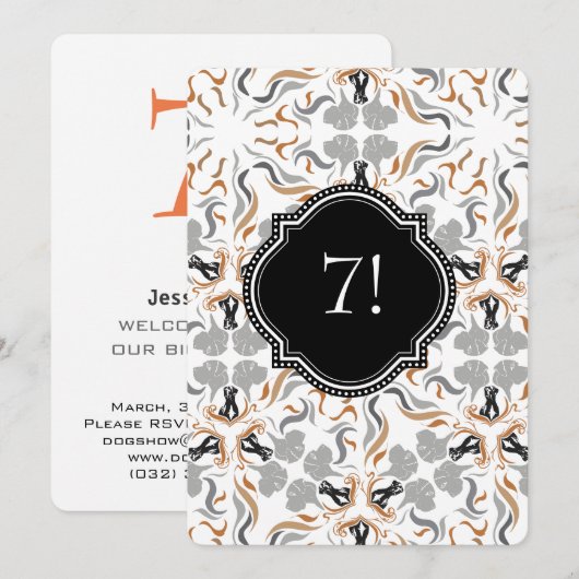 Invitation Grosse fête de chien noir doré (Devant / Derrière)