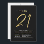 Invitation Grosse Fête Vingt et Un | Fête d'anniversaire 21 a<br><div class="desc">Célébrez votre jour spécial avec cette invitation d'anniversaire 21 ans simple et élégante. Ce design présente un « Gros 21 » écrit en brosse avec une mise en page épurée dans une combinaison de couleurs noir et or. Plus de designs et de fournitures pour la fête sont disponibles dans ma...</div>