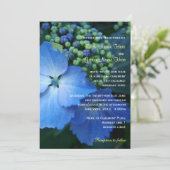 Invitation Grosse feuille bleu hydrangea fleurs mariage (Debout devant)