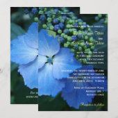 Invitation Grosse feuille bleu hydrangea fleurs mariage (Devant / Derrière)