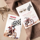Invitation Grosse Up DEUX Fast Red Dirt Bike 2e anniversaire