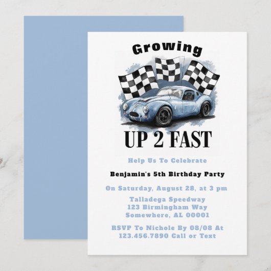 Invitation Grossesse 2 Fête d'anniversaire rapide (Devant / Derrière)