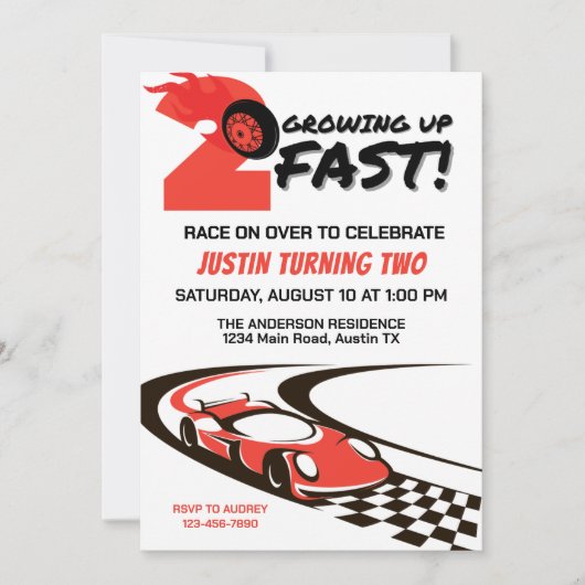 Invitation Grossesse 2 Fête Rapide Deuxième Anniversaire (Devant)