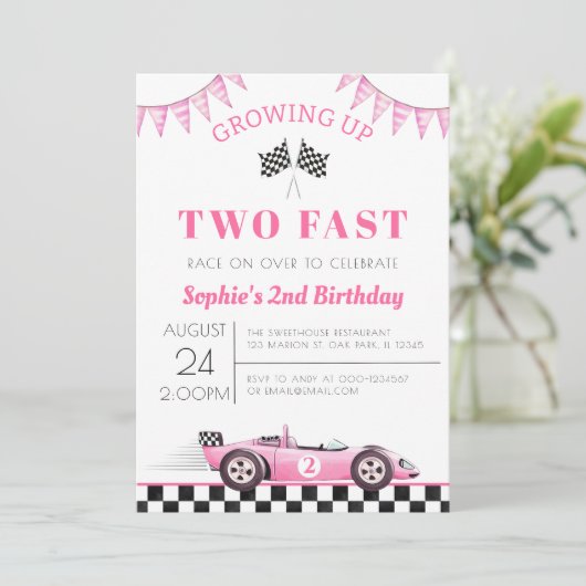 Invitation Grossesse deux voitures de course rapide fille 2e  (Debout devant)