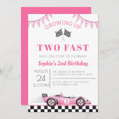 Invitation Grossesse deux voitures de course rapide fille 2e  (Devant / Derrière)