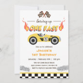 Invitation Grossing Up One Fast Red Race Car 1er anniversaire (Devant)