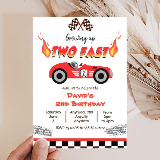 Invitation Grossing Up One Fast Red Race Car 1er anniversaire