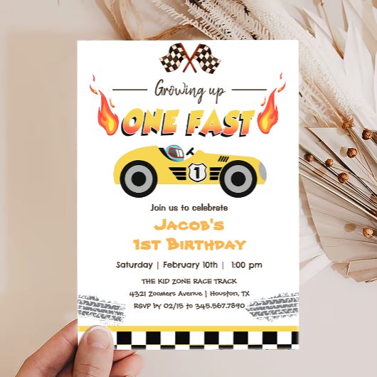Invitation Grossing Up One Fast Red Race Car 1er anniversaire