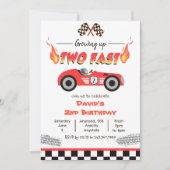 Invitation Grossing Up Two Fast Red Race Car 2e anniversaire (Devant)