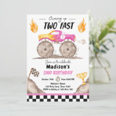 Invitation Grossissant Deux Camion Monster Rapide Fille Anniv (Debout devant)