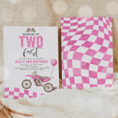 Invitation Grossissant Deux Vélo Rapide Rose Dirt Girl Annive