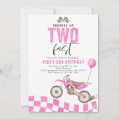 Invitation Grossissant Deux Vélo Rapide Rose Dirt Girl Annive (Devant)
