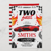 Invitation Grossissant Deux Voitures De Course Rapide Boy Ann (Devant / Derrière)