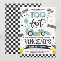 Grossissant Trop Fast Blue Race Voiture Anniversai