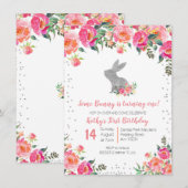 Invitation Grotte de printemps en argent Anniversaire Floral (Devant / Derrière)