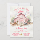 Invitation Grotte rose Animaux de ferme Anniversaire (Devant)