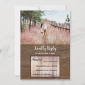 Invitation Grotte rustique en bois photo mariage RSVP (Devant)