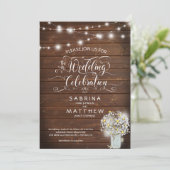 Invitation Grotte rustique Mason Jar Daisy BarefootBride™ (Debout devant)