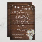 Invitation Grotte rustique Mason Jar Daisy BarefootBride™ (Devant / Derrière)