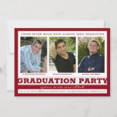 Invitation Group Graduation Party 3 Photos Rouge (Devant)